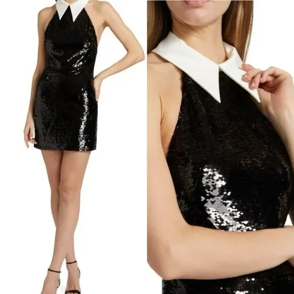 Bronx and Banco Wednesday Sequined Halterneck Minidress Size M $750